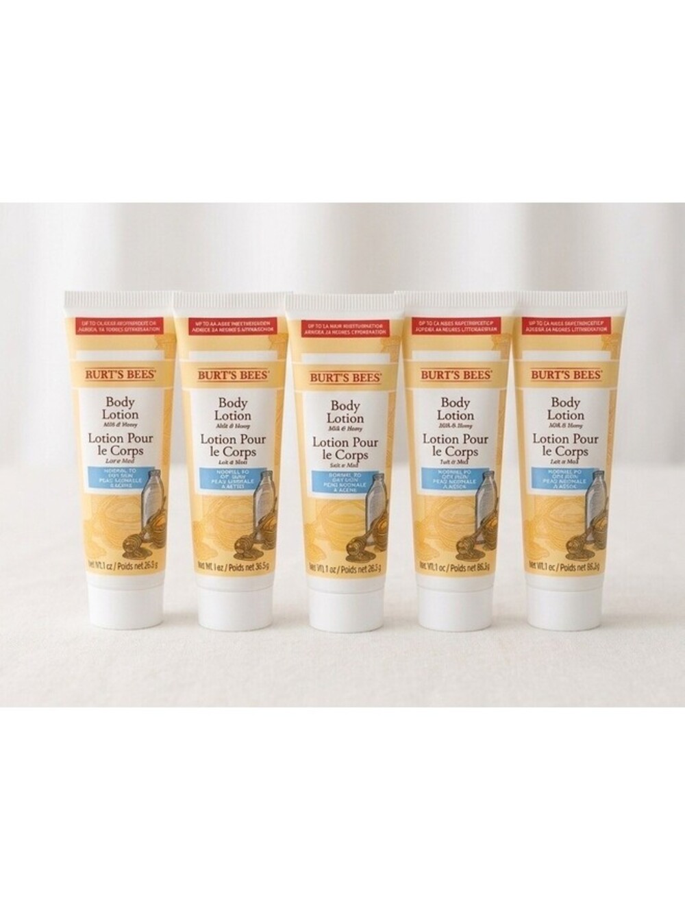 Burt's Bees Milk & Honey Body Lotion Lot of 5 - Travel Size (1 oz / 28.3g ea)
